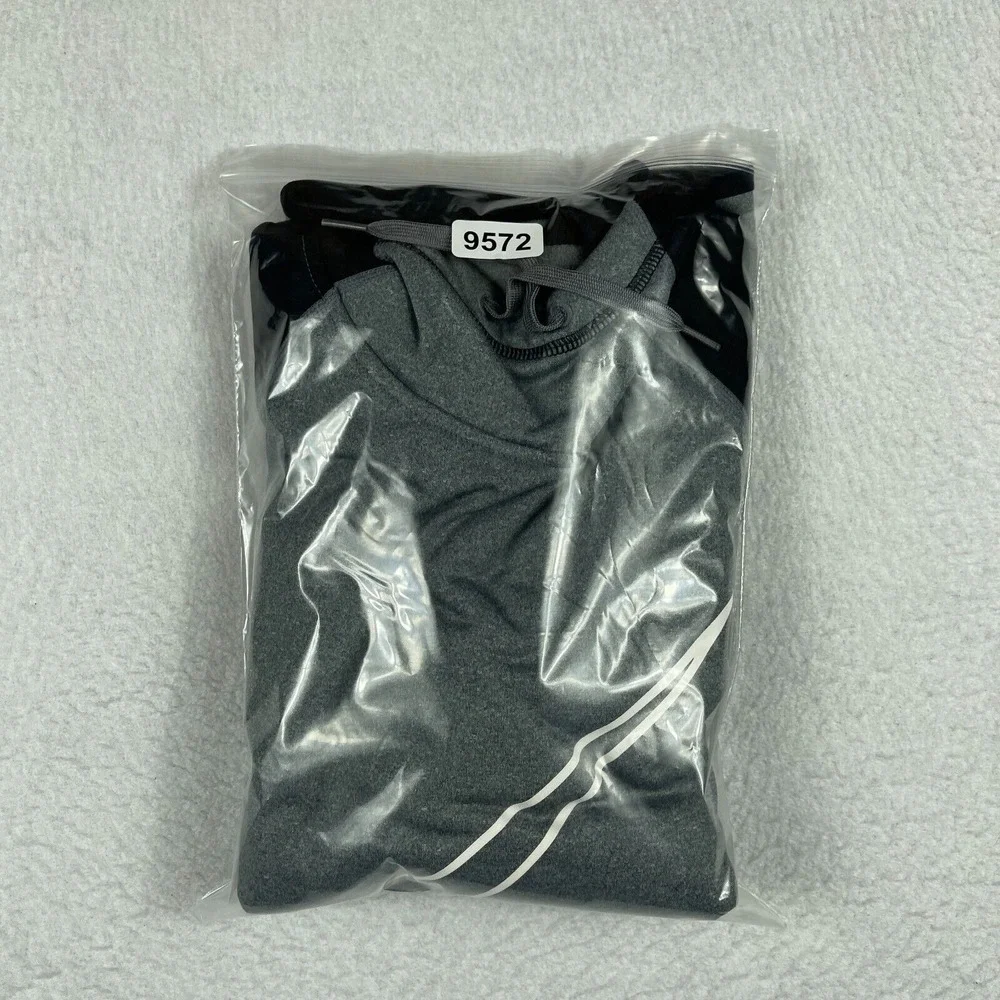 Nike Sweatshirt Womens Large Gray Black Dri Fit Pullover Training Hoodie Casual‎